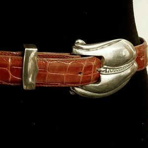 Vintage Sterling Silver Buckle on Alligator Belt